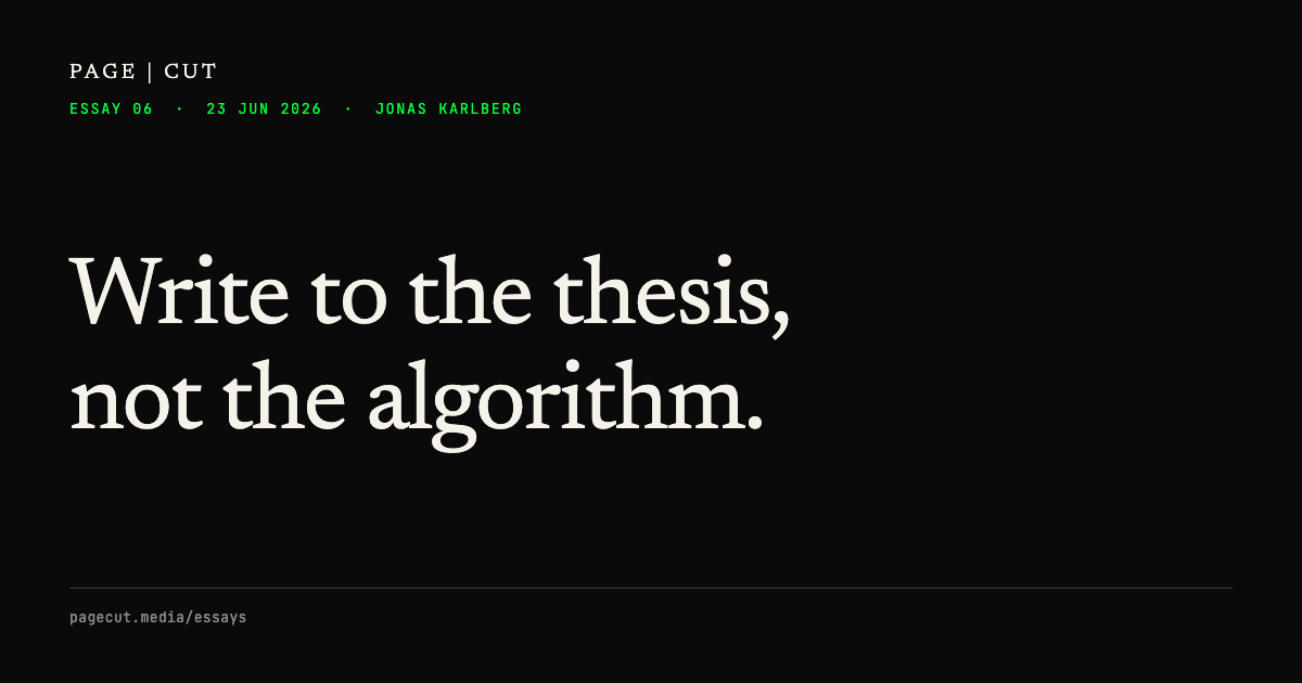 Write to the thesis, not the algorithm